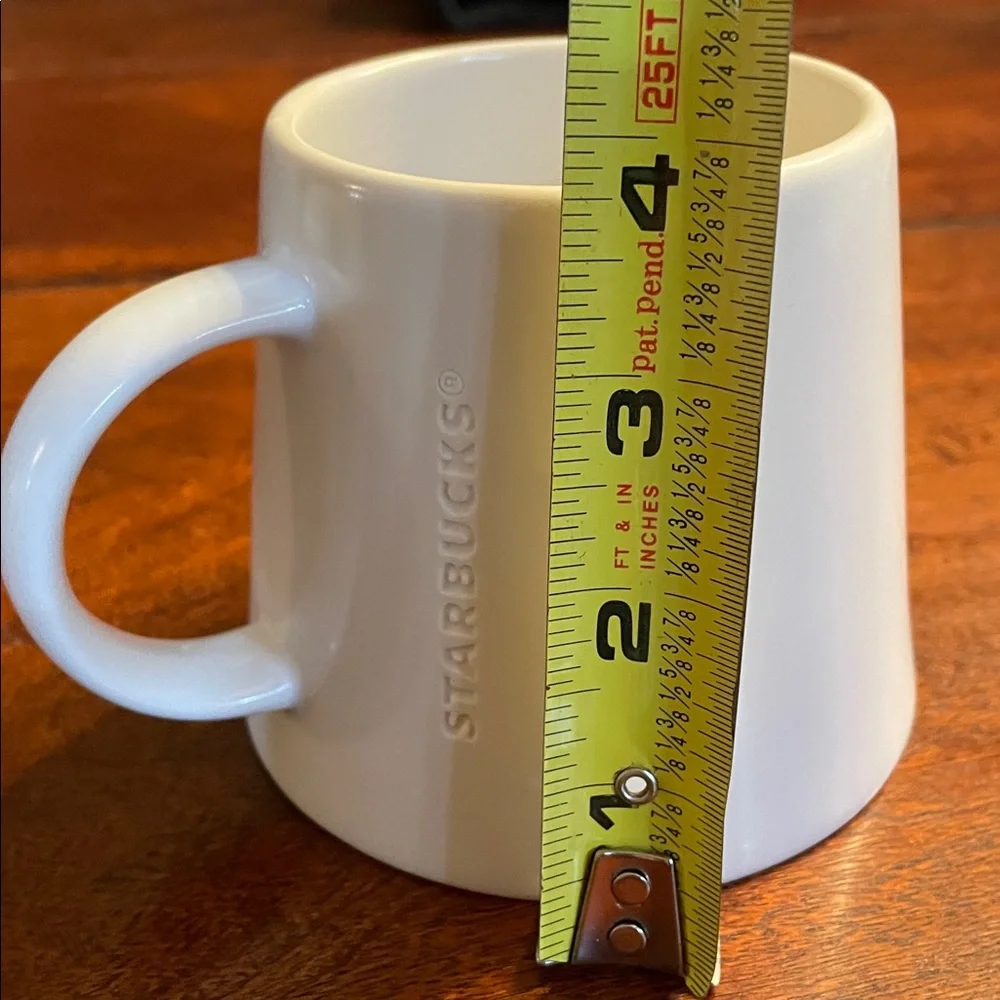Starbucks 2014 White Ceramic Tapered Coffee Mug 16oz